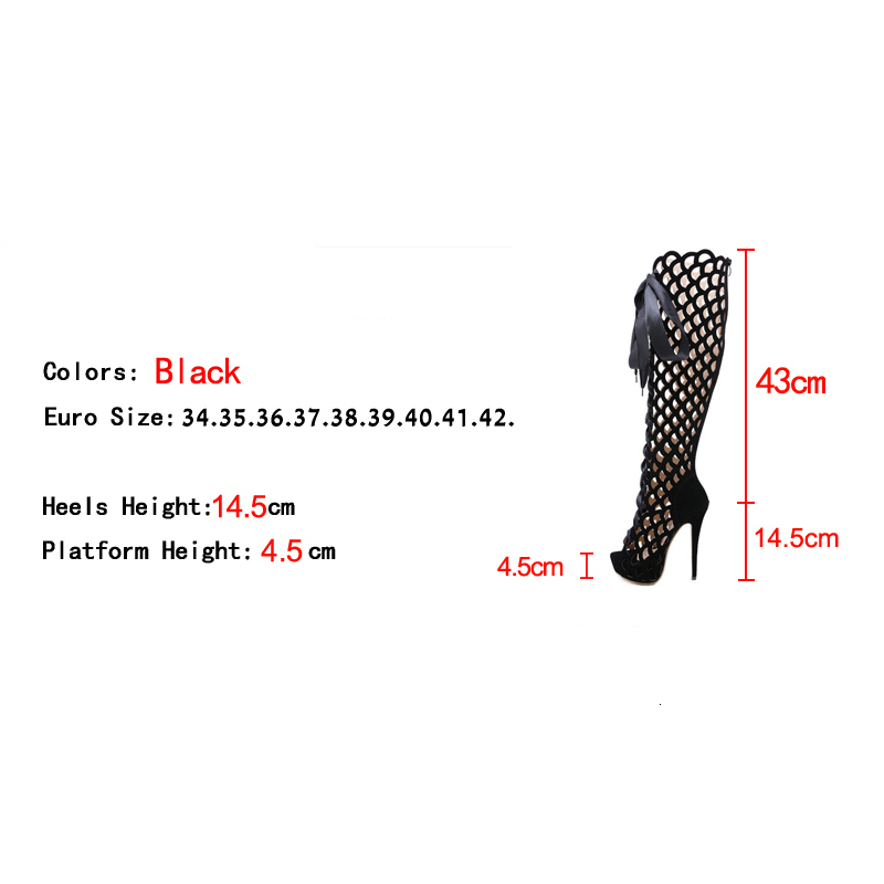 Boots Summer Sexy Over The Knee Boots Rome Ultra High Heels Fashion Hollow Out Women Peep Toe Lace-Up Zip Platform Shoe Sandals Spring 230809