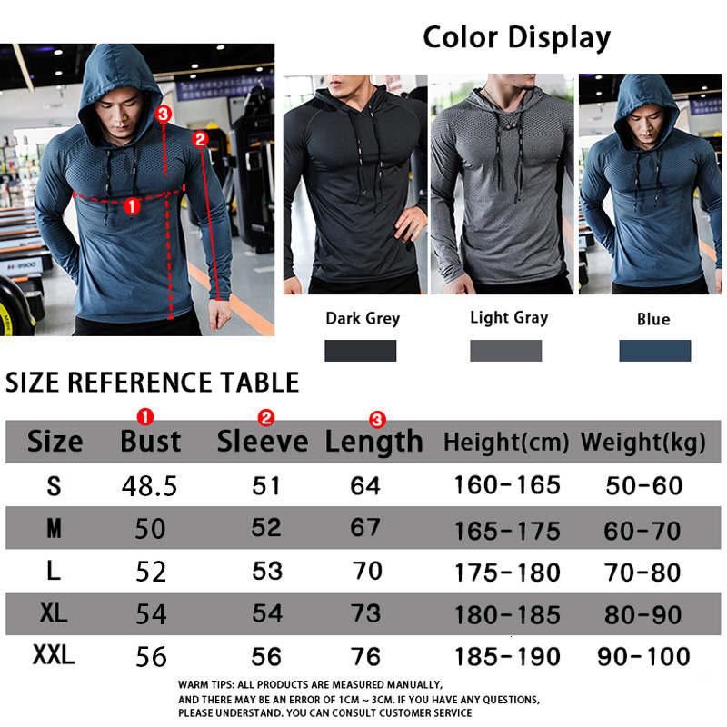 Men's T-Shirts Mens Fitness Tracksuit Running Sport Hoodie Gym Joggers Hooded Outdoor Workout Athletic Clothing Muscle Training Sweatshirt Tops 2