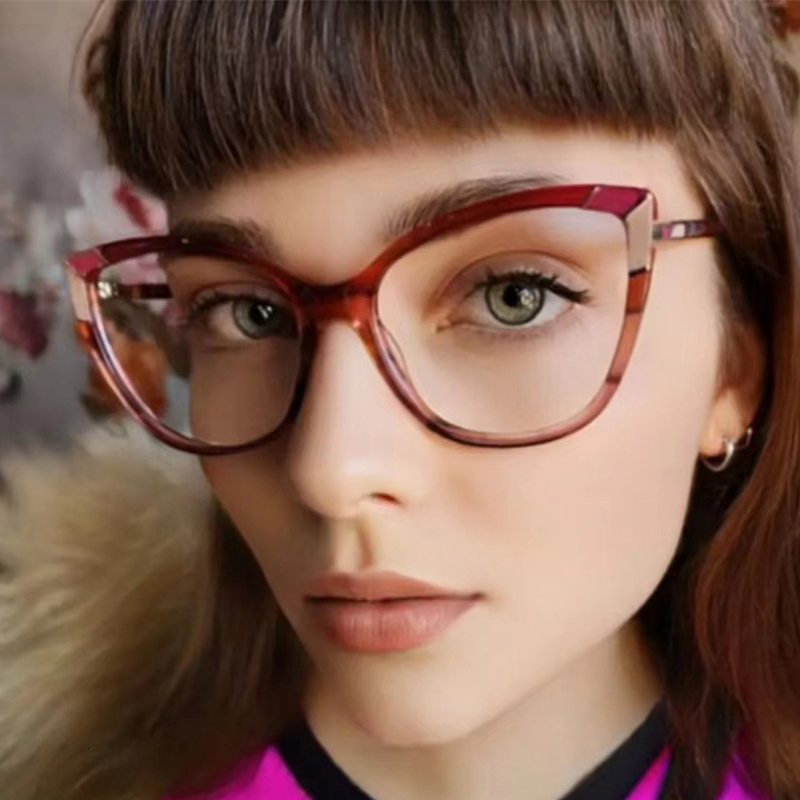 Reading Glasses Cat Eye Reading Glasses Women Fashion Prescription Eyewear Color Stripe Glasses Frame Blue Light Eyeglasses 2 4 230809