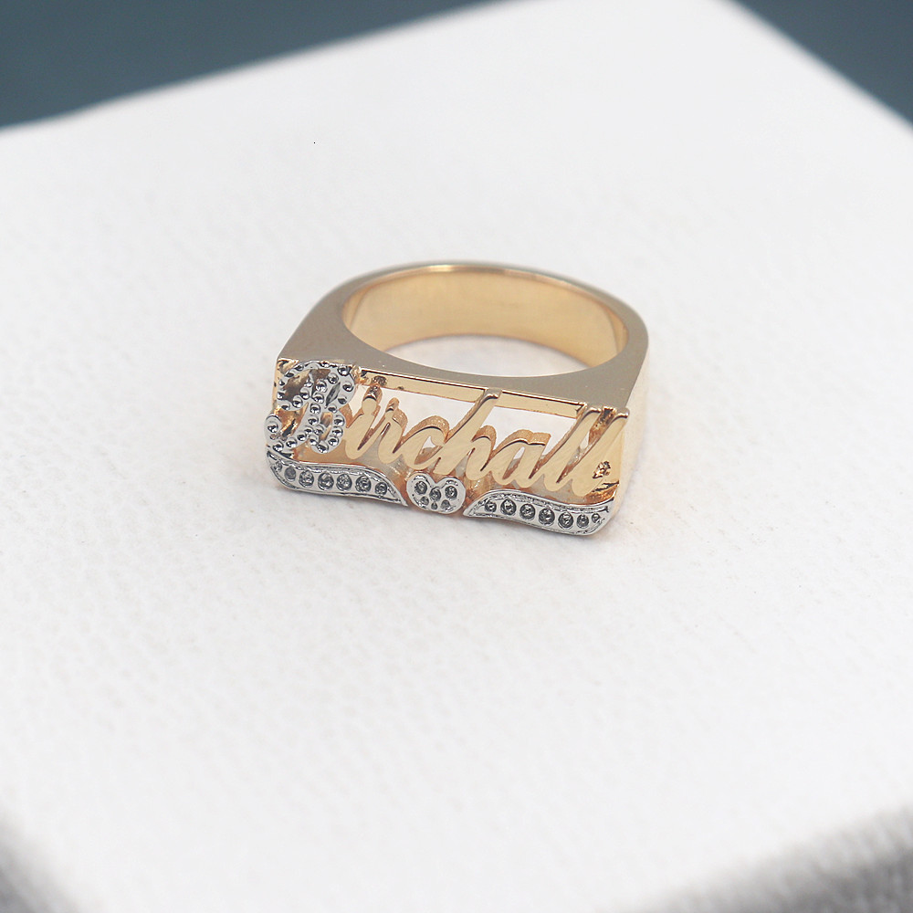 Wedding Rings Custom Nameplate Name Ring Stainless Steel Jewelry Personalized 3D Name Rings Women Men Chunky Anel Masculino Christmas Gift 230810