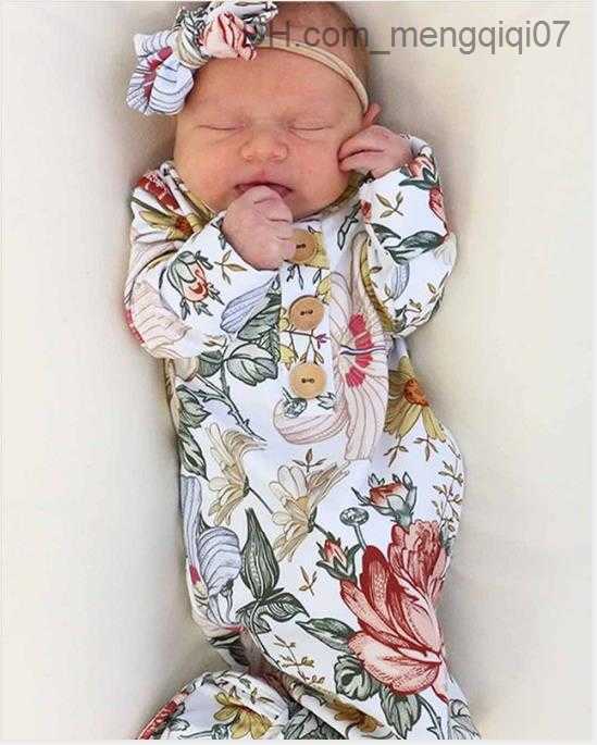Pajamas PUDCOCO Newborn Baby Flower Bird's Nest Blanket Packaging Sleeping Bag Headband 2PCS Set 0-6M Z230811
