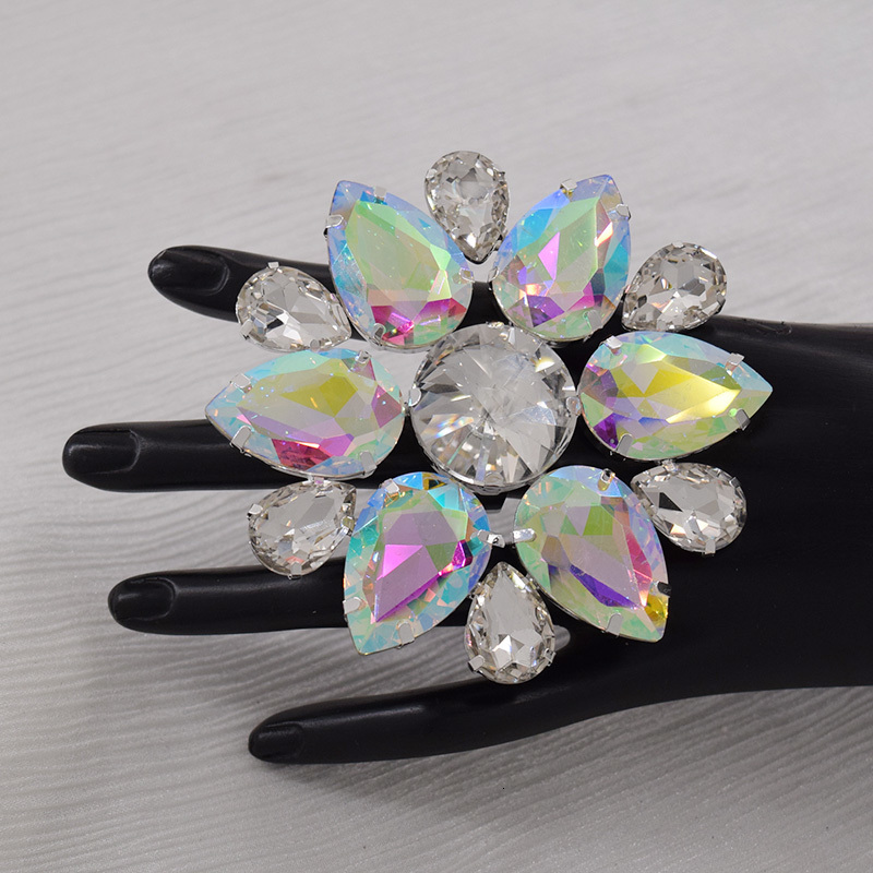 Solitaire Ring CUIER 8.5cm Huge Size Rhinestones Ring for Bridal Wedding Jewelry Man Exaggerated jewelry decoration Stage show Adjustable rings 230810