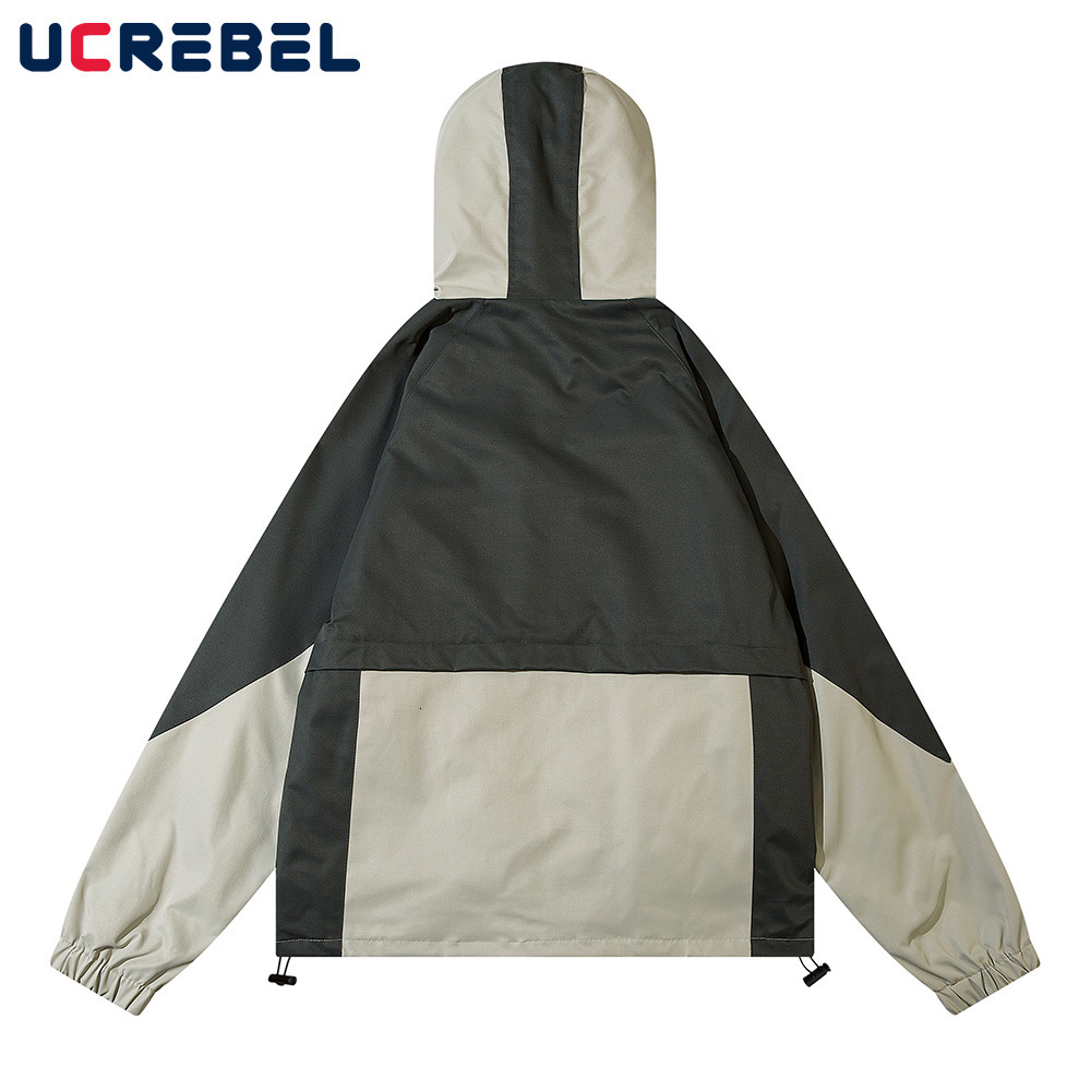 Mens Jackets Contrast Paneled Hooded Jacket Streetwear Autumn Winter Loose Casual Raglan Sleeve Zipper Outerwear Men 230809