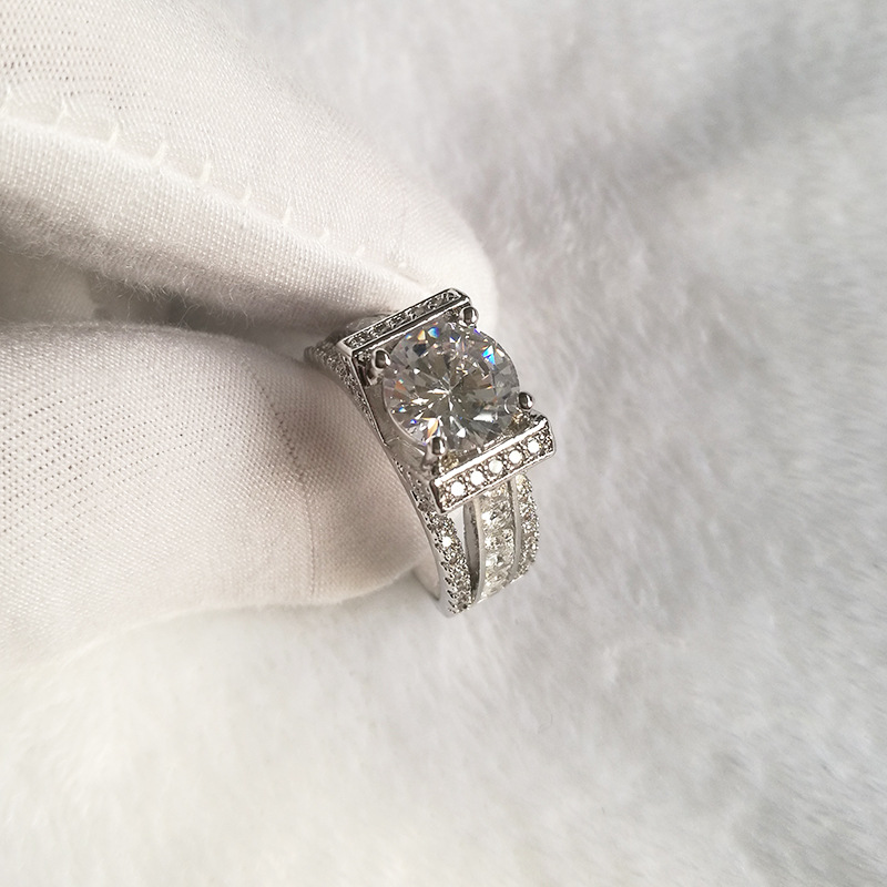 Handmade Wedding Rings Classical Jewelry 925 Sterling Silver Round Cut White Topaz CZ Diamond Gemstones Party Eternity Eiffel Tower Women Engagement B