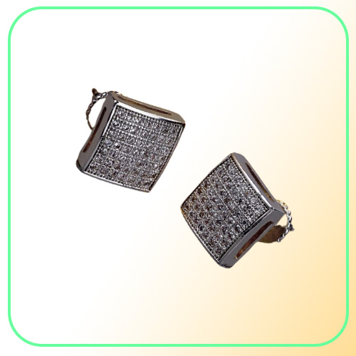 Mens Hip Hop Stud Earrings Jewelry New Gold Silver Simulated Diamond Square Men Fashion Earring