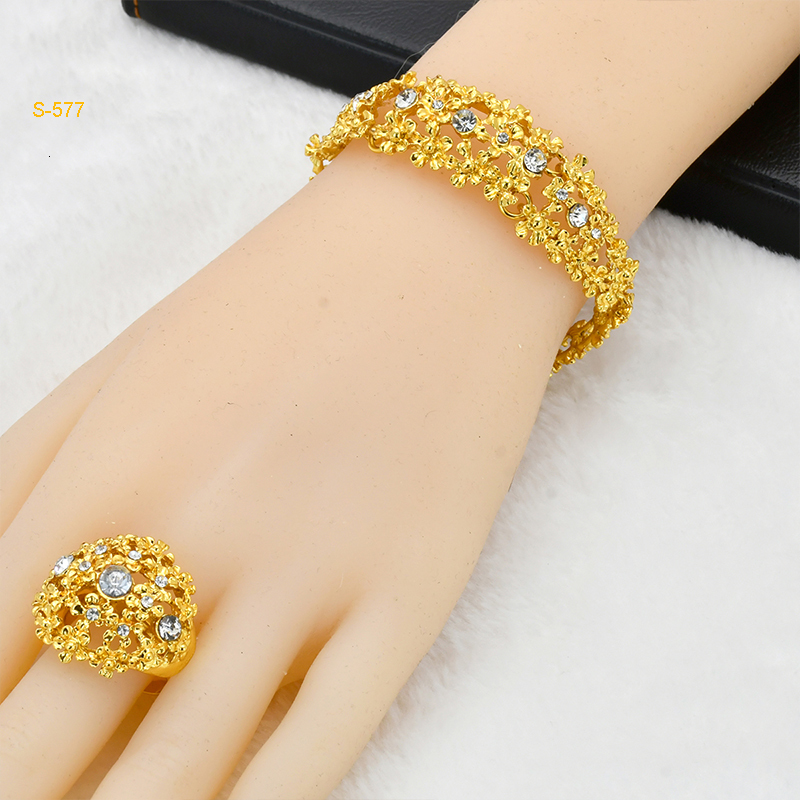 Wedding Jewelry Sets ANIID Dubai Arab Gold Color For Women African Party Gifts Ethiopia Necklace and Earrings Ring 230809