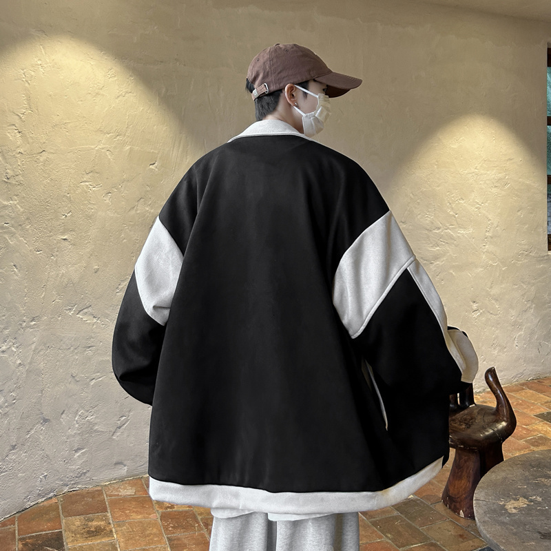 Mens Jackets Autumn Suede Jacket Men Fashion Oversized Baseball Uniform Streetwear Hip Hop Loose Bomber Short Coat 230810