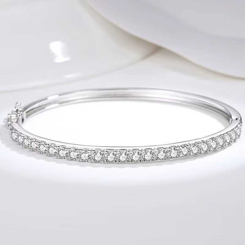 Band Rings Iced D Color Moissanite Bangle Women S925 Sterling Silver Ins Fashion Moissanita Diamond Bracelet White Gold Finish Pass Tester
