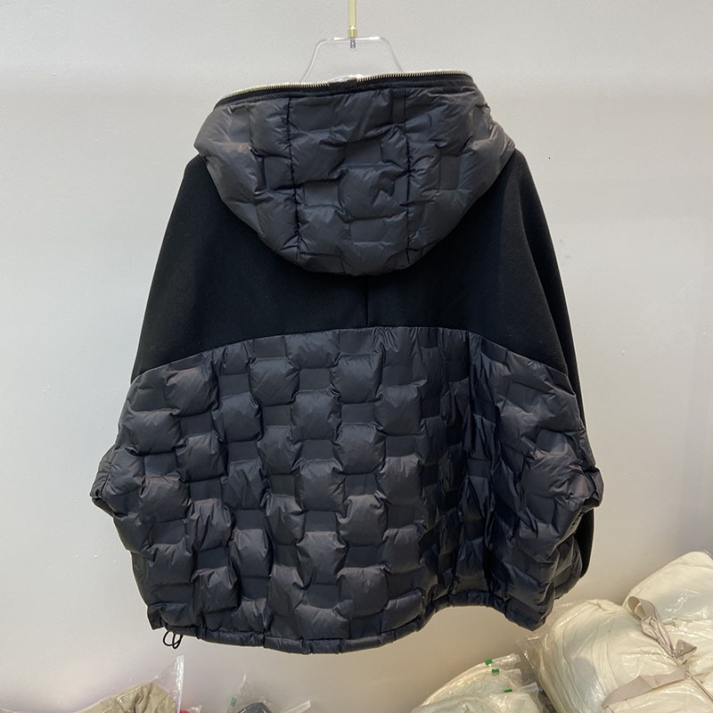 Womens Jackets Autumn and Winter 90% White Duck Down jacket Loose Casual Bat Shirt with Hooded Black High Quality 230809