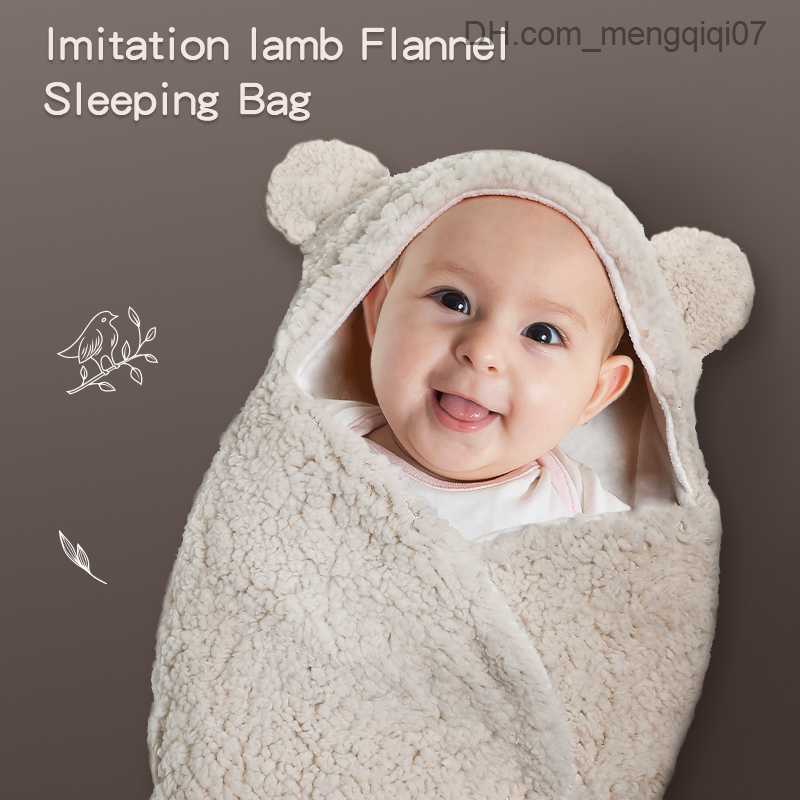 Pajamas Baby Sleeping Bag Rocker Arm Wool Newborn Sleeping Bag Cotton Soft Baby Packaging Blanket Unisex Solid Color Winter Warm Sleepwear Z230810