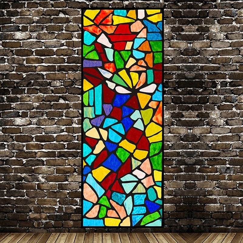 Window Stickers Multi Size Glass Film Static Cling Classical European Christian Church Stained Pattern Privacy Vinyl Frosted Sticker 230810