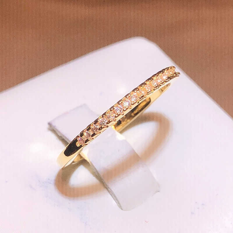 Band Rings New Creative Single Row Zircon Yellow Gold Ring Full Of Crystal Zircon Ring Micro Diamond Ring Couple Ring Party Birthday Gift