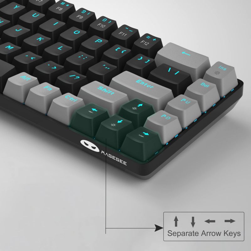 portable 60% mechanical gaming keyboard mk box led backlit compact 68 keys mini wired office keyboard with blue switch