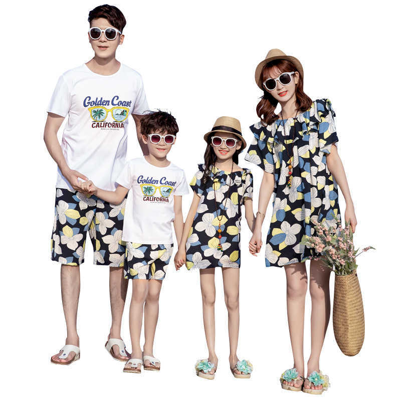 Family Matching Outfits Family Matching Outfits Mum Daughter Summer Beach Dresses Dad Son CottonT-shirts Shorts Holiday Couple Lovers Clothing R230810