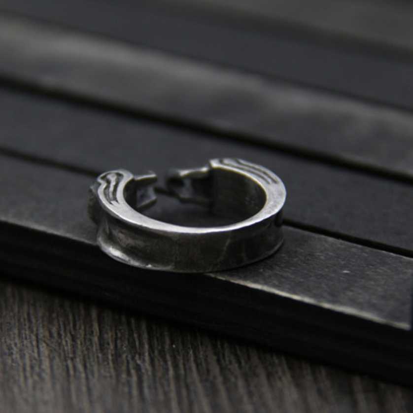Band Rings Unibabe Pure silver skull Fashion Open Ring men women Real silver Double skull Rings Male 925 silver ring Jewelry gift