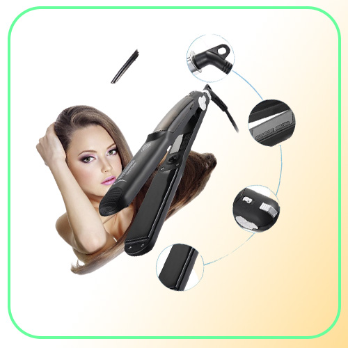 Steam Hair Straightener Flat Iron Professional Ceramic Tourmaline 2in1 Straightening Iron Adjustable 300450F Salon Heat 1102