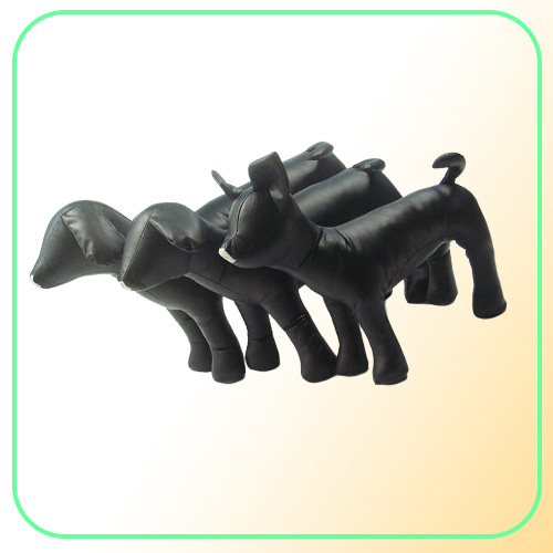 Cute New PVC Leather Dog Torsos Dog Models Dog Mannequins Leather Mannequin BlackWhite Standing Position Models dogs Pet toy 1set7689309