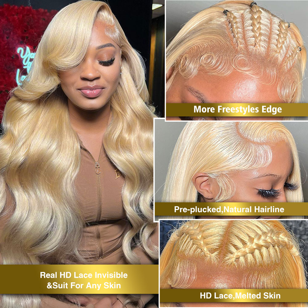 30 40 Inch Honey 613 Blonde Lace Frontal Human Hair Wigs HD Transparen 13X4 Body Wave 13X6 Brazilian Front Wig For Women