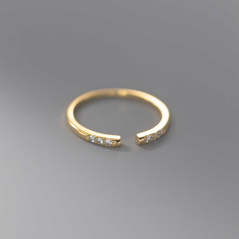 Band Rings WANTME 925 Sterling Silver Simple Fashion Open Pav Shiny Zircon Finger Ring for Women Chic Korean Party Jewelry Accessories