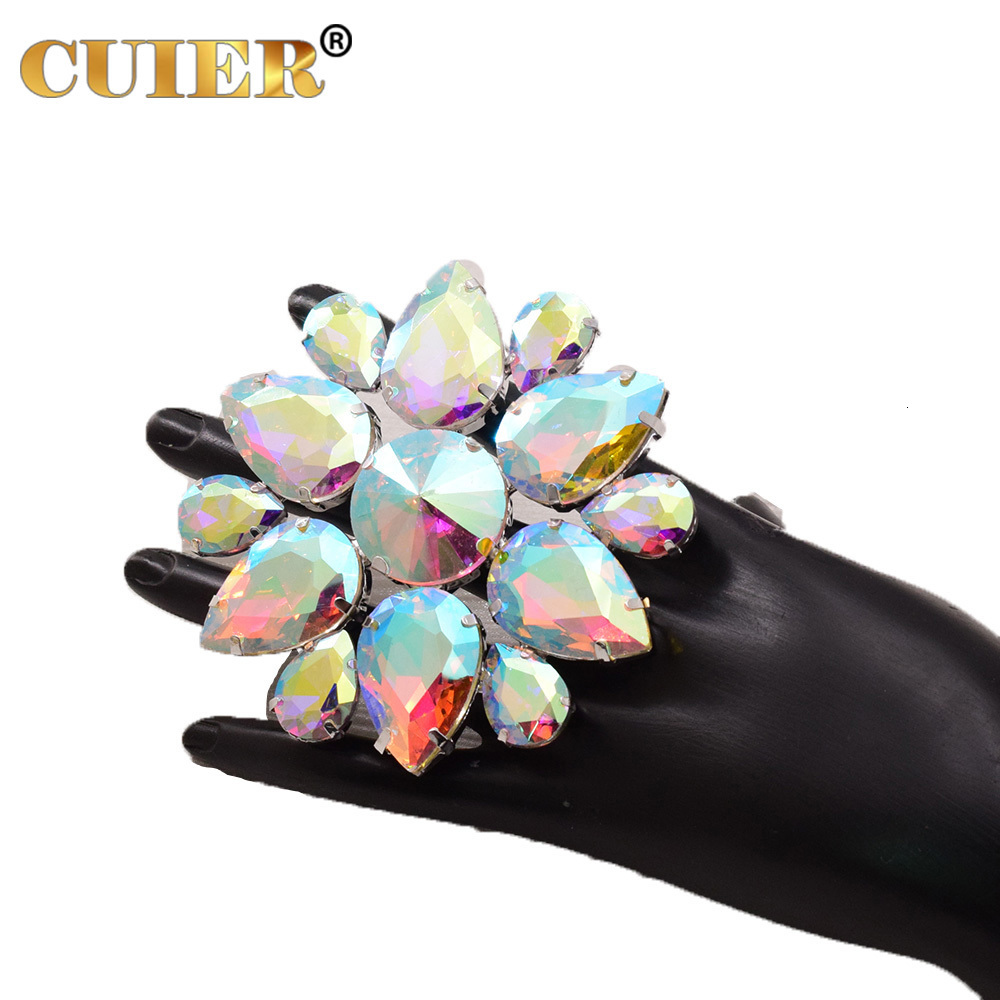 Solitaire Ring CUIER 8.5cm Huge Size Rhinestones Ring for Bridal Wedding Jewelry Man Exaggerated jewelry decoration Stage show Adjustable rings 230810