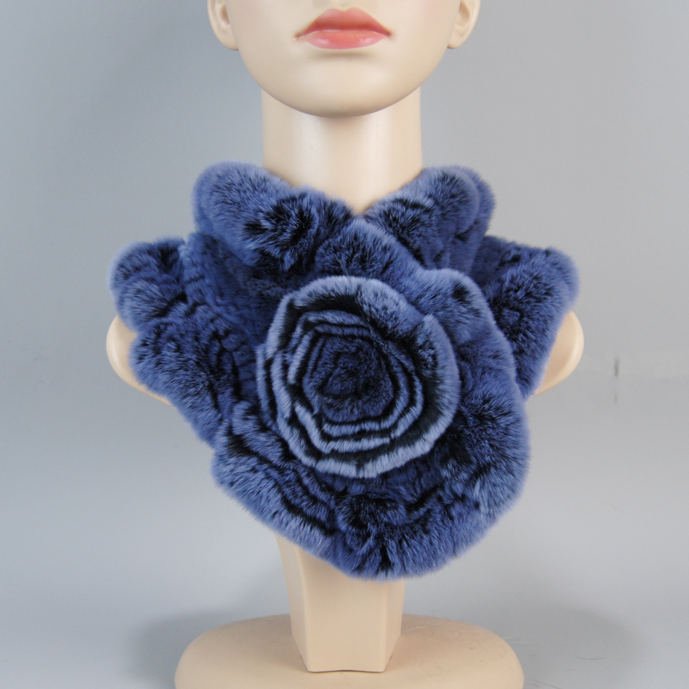 Scarves Winter Neck Scarves Woman Floral 100% Natural Real Rex Rabbit Fur Scarves Lady Knitted Real Fluffy Fur Mufflers Fashion Scarf 230810