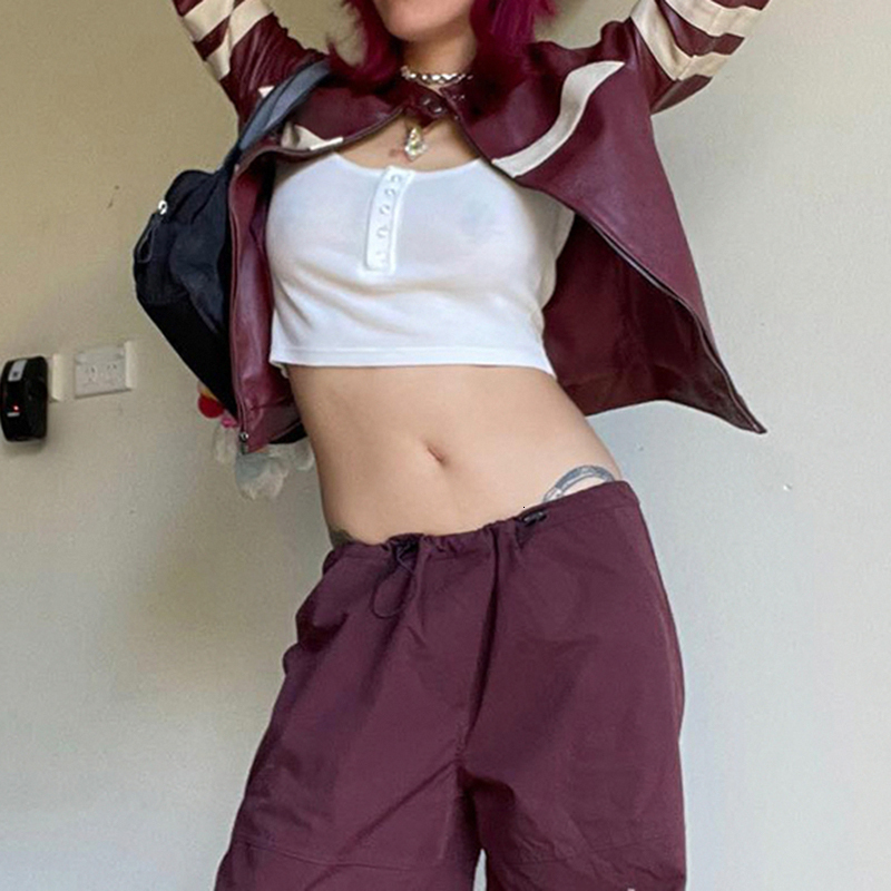 Womens Jackets Darlingaga Streetwear Stripe Stitched Zipper Leather Jacket Female Moto Biker Style Autumn Winter Coat Harajuku Outwear PU Coats 230809