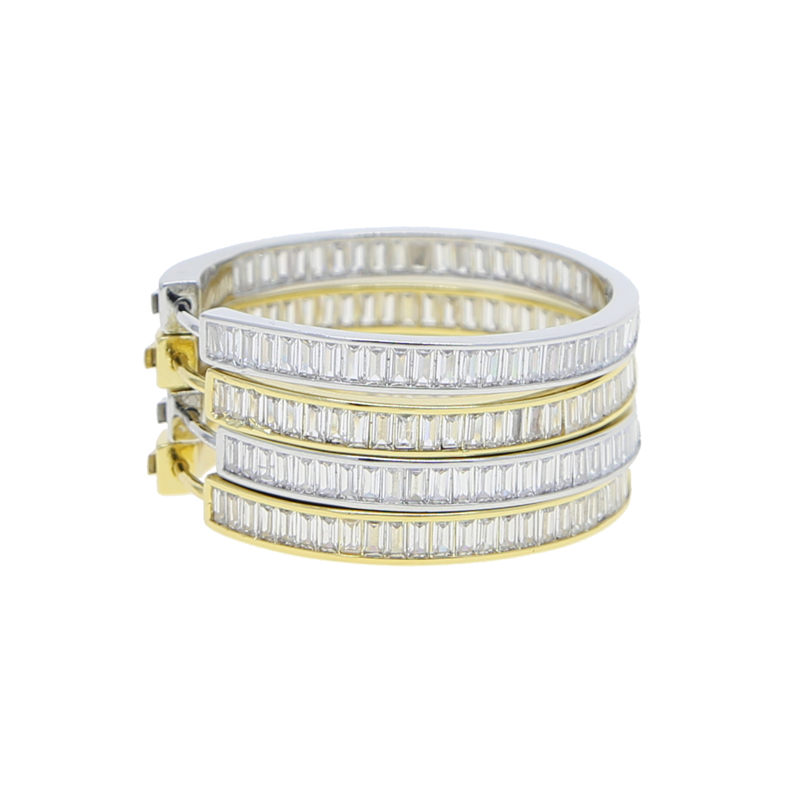 45MM Luxury Iced Out Bling Jewelry Full Round Baguette CZ Cubic Zirconia Gorgeous Fashion Bling Huggie Hoop Earring Wholesale