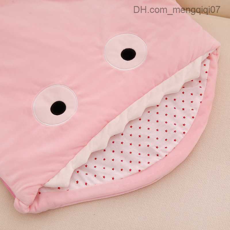 Pajamas New Baby Sleep Bag Cute Cartoon Shark Baby Sleep Bag Soft Thick Blanket Shark Baby Warm Baby Z230810