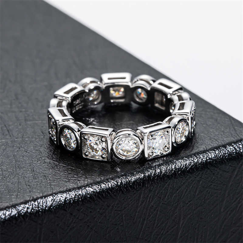 Band Rings Onelaugh 3.5mm 14Pcs D Color Moissanite Wedding Band Rings for Women 925 Silver Round Square Moissanite Eternity Engagement Ring