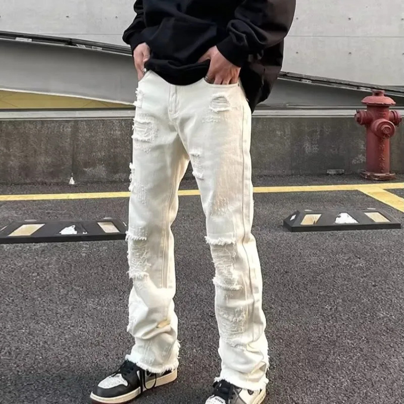 Mens Jeans Y2k Ripped Men Gothic Hip Hop Streetwear Vintage Womens Baggy Korean Denim Pants Straight Trousers For Punk 230810