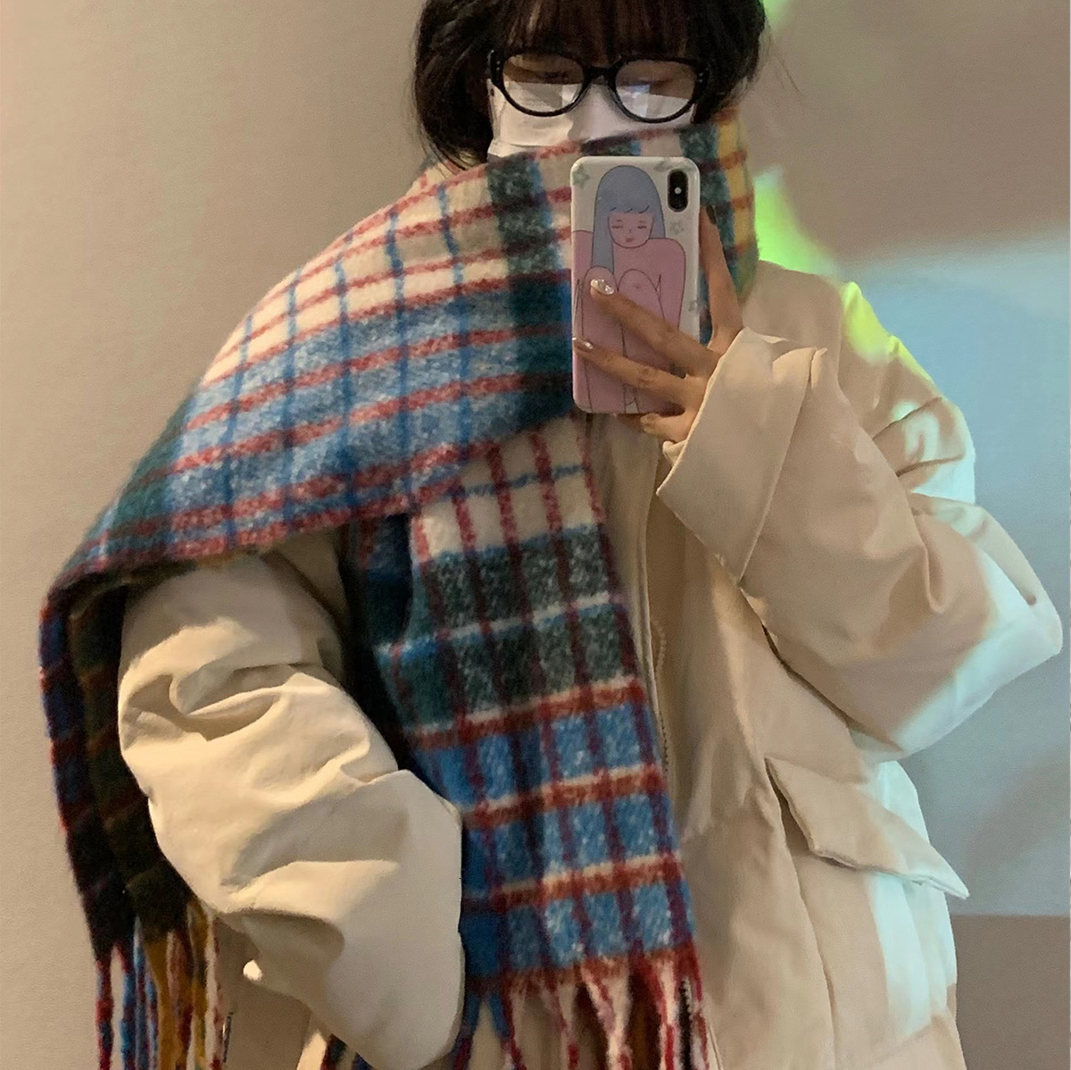Scarves Vintage Colorful Plaid Cashmere Tassel Scarf Thickened Warm Winter Casual Korean Scarf Shawl Pashmina Mohair Scarf for Women Men 230810