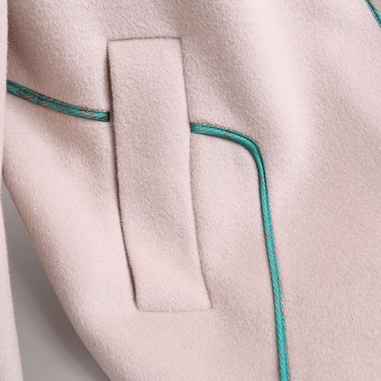 OC462M79# Autumn and Winter Jacket Women Wool Coat Women's Short Style Double-sided Cashmere Contrast Edging Customization