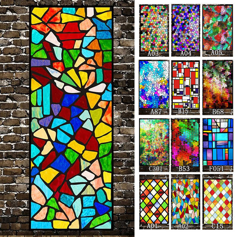 Window Stickers Multi Size Glass Film Static Cling Classical European Christian Church Stained Pattern Privacy Vinyl Frosted Sticker 230810
