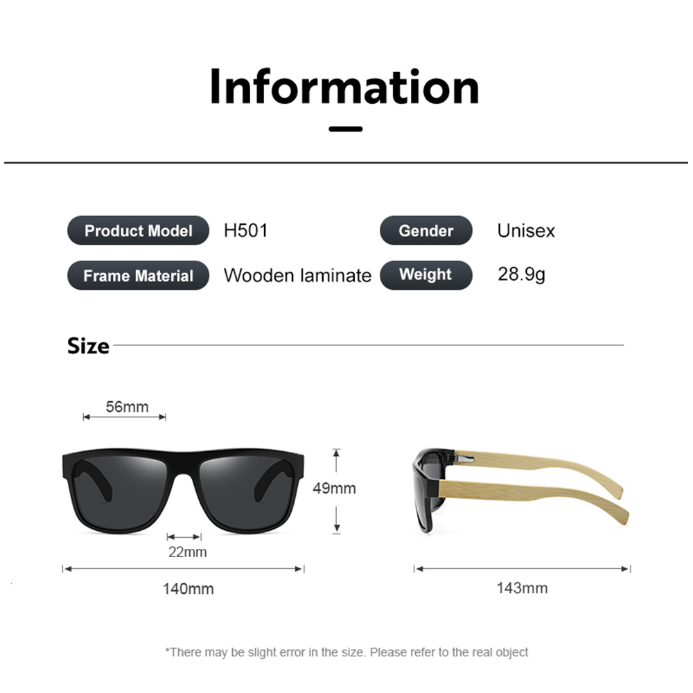 Sunglasses Frames LDMZYJ Fashionable Bamboo Men's Classic Square Vintage Driving Polarized Sun Glasses Fishing Eyewear UV400 Cat3 230809