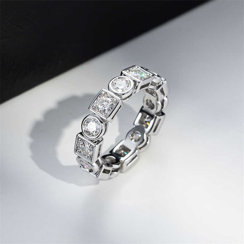 Band Rings Onelaugh 3.5mm 14Pcs D Color Moissanite Wedding Band Rings for Women 925 Silver Round Square Moissanite Eternity Engagement Ring