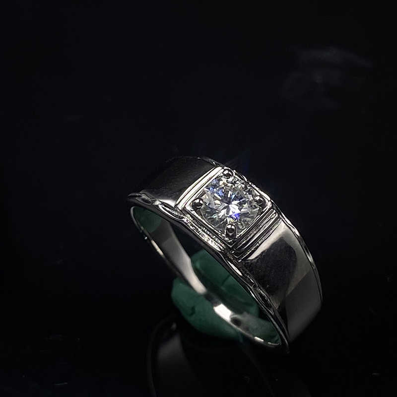 Band S925 Sterling Silver Platinum Plated Men Ring D Color Male 0.5 CT Moissanite Rings VVS Fine Jewelry Pass Diamond Tester