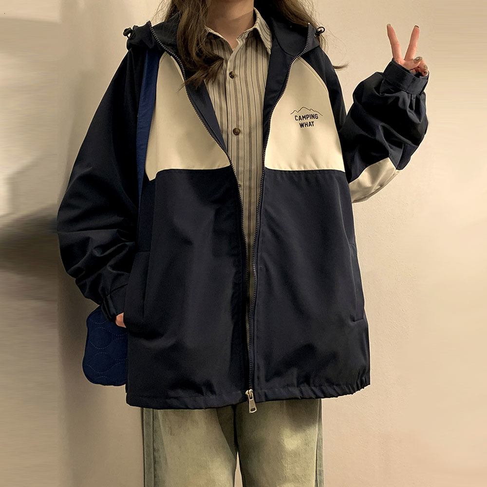 Womens Jackets Oversized y2k Sports Techwear Navy Green Varsity Jacket Japanese With Hooed Baseball Bomber Streetwear fall 230810