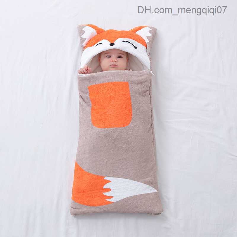 Pajamas Baby sleeping bag fox shaped thick warm blanket pure cotton cocoon baby boy girl clothing kindergarten packaging 0-6M Z230811