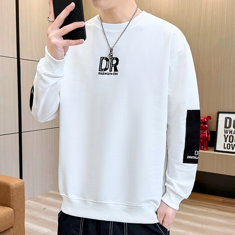 Men's Sweaters M4XL 4 Colors Autumn 2023 Versatile Fashion Casual Loose Round Neck Printed Long Sleeve Sweater Men Clothing 230809