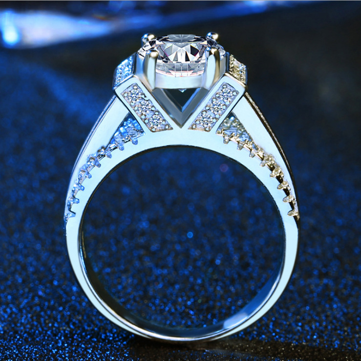 Handmade Wedding Rings Classical Jewelry 925 Sterling Silver Round Cut White Topaz CZ Diamond Gemstones Party Eternity Eiffel Tower Women Engagement B