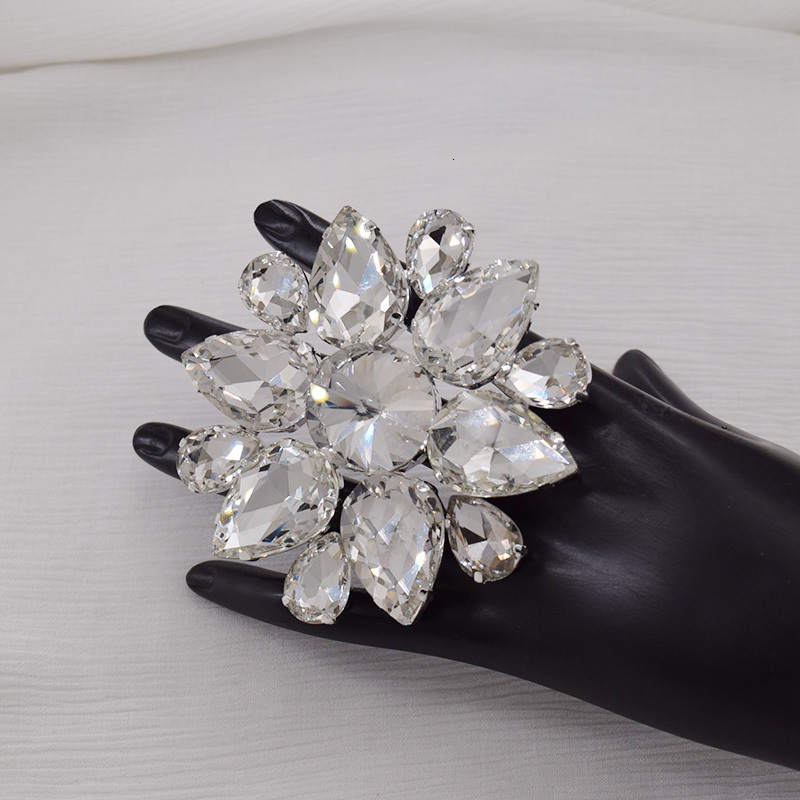 Solitaire Ring CUIER 8.5cm Huge Size Rhinestones Ring for Bridal Wedding Jewelry Man Exaggerated jewelry decoration Stage show Adjustable rings 230810