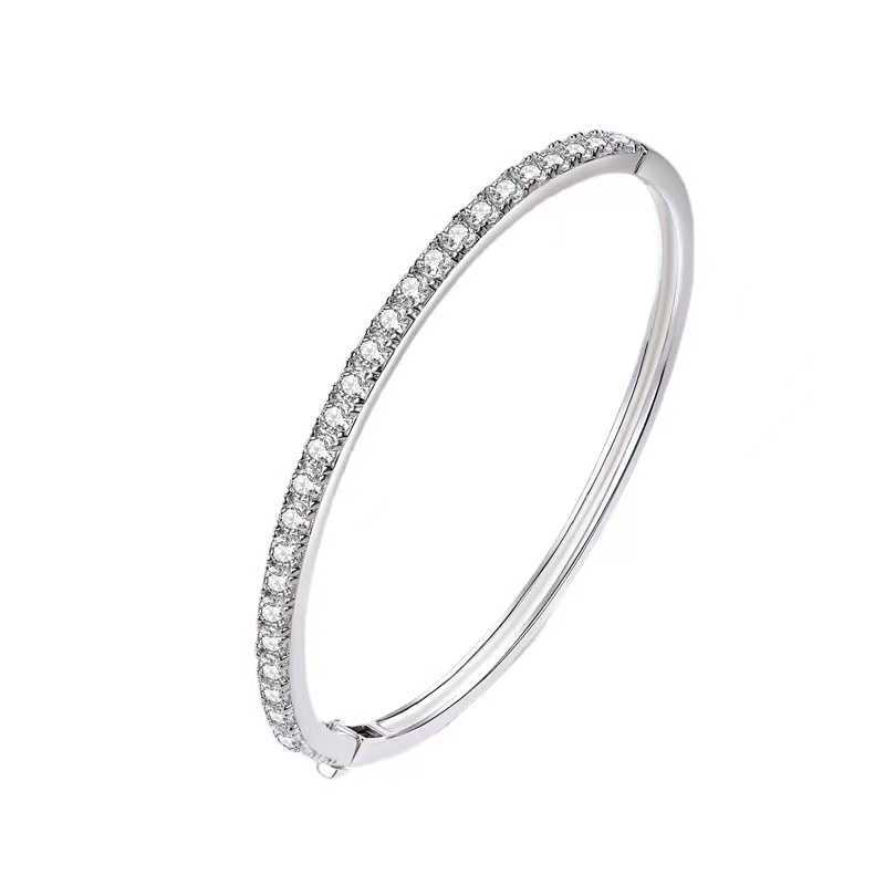 Band Rings Iced D Color Moissanite Bangle Women S925 Sterling Silver Ins Fashion Moissanita Diamond Bracelet White Gold Finish Pass Tester