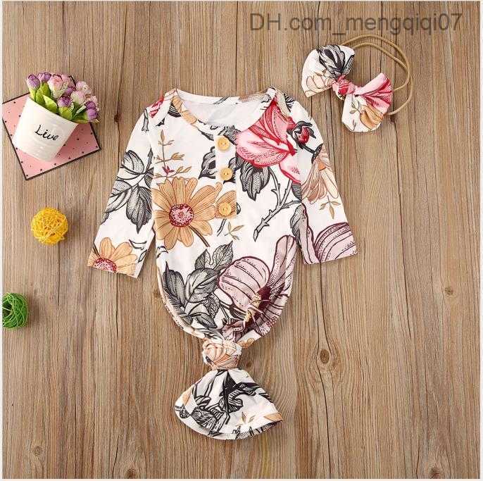 Pajamas PUDCOCO Newborn Baby Flower Bird's Nest Blanket Packaging Sleeping Bag Headband 2PCS Set 0-6M Z230811