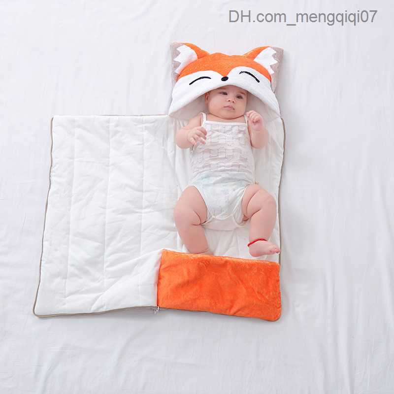 Pajamas Baby sleeping bag fox shaped thick warm blanket pure cotton cocoon baby boy girl clothing kindergarten packaging 0-6M Z230811