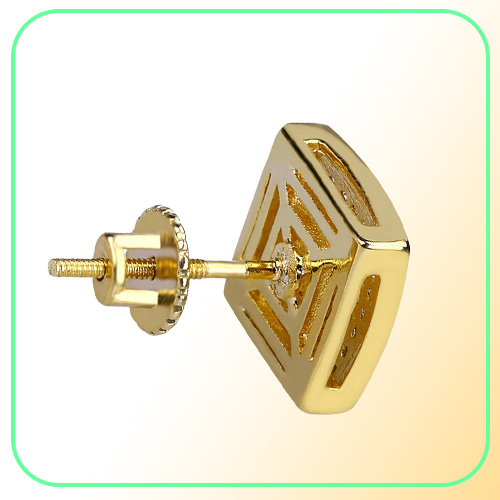 Mens Hip Hop Stud Earrings Jewelry New Gold Silver Simulated Diamond Square Men Fashion Earring