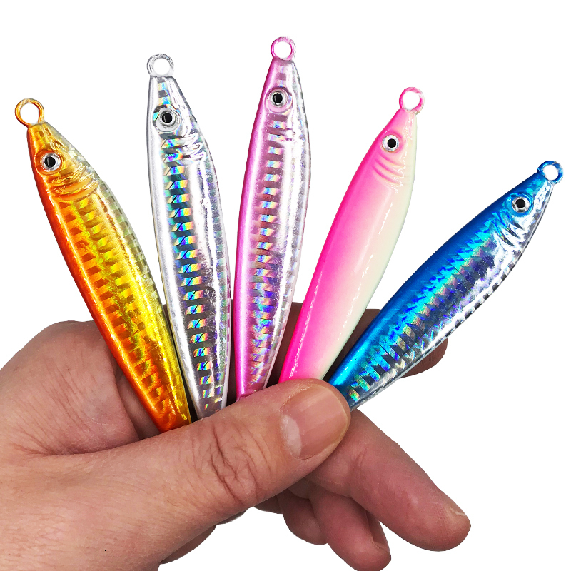 Baits Lures 5pcs lot 14g 28g 40g 60g 80g Micro Metal Jig S Shape Shore Casting Jigging Spoon Slow Hard Bait Carp Fishing 230809