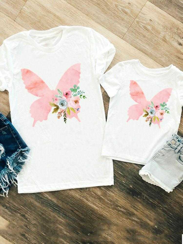 Family Matching Outfits Floral Trend Cute 90s Women Girls Boys Family Matching Outfits Kid Child Summer Mom Mama Tshirt Tee T-shirt Clothes Clothing R