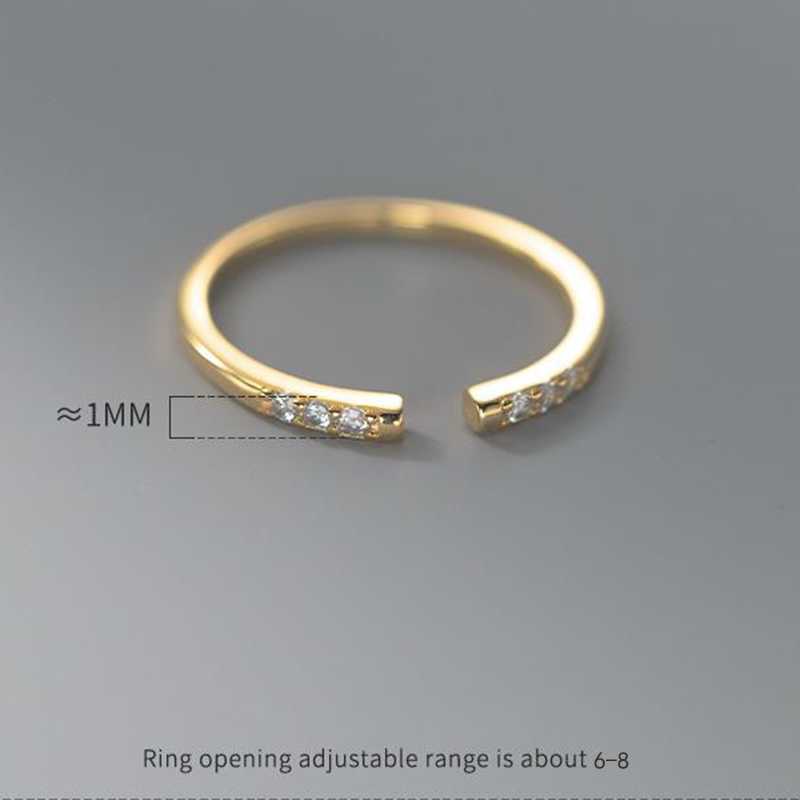 Band Rings WANTME 925 Sterling Silver Simple Fashion Open Pav Shiny Zircon Finger Ring for Women Chic Korean Party Jewelry Accessories