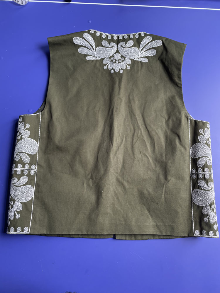 Women's Vests RR2493 Streetwear Short Embroidered Vests Women Traf Oficial Store Sleeveless Cropped Coats No Closure Eleagnt Cotton Jackets 23081