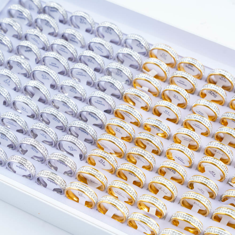 Solitaire Ring 30Pcs/Lot Classic Female Stainless Steel Rings for Wedding Engagement Anniversary Jewelry Accessories Party Gifts 230810